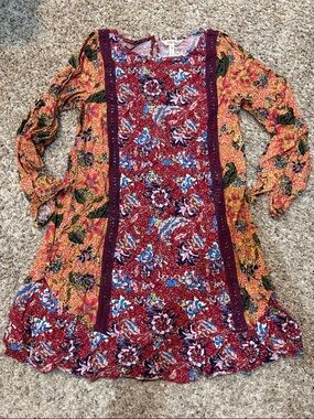 Matilda Jane Burgundy Floral Patchwork Long Sleeve Tunic